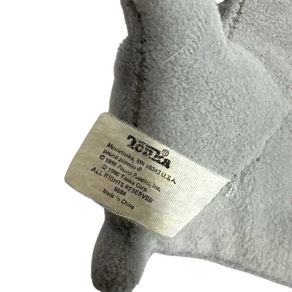 Vintage 1986 Tonka Pound Puppies 7” Plush Gray Black Ears No Spots Red Collar - Picture 4 of 7